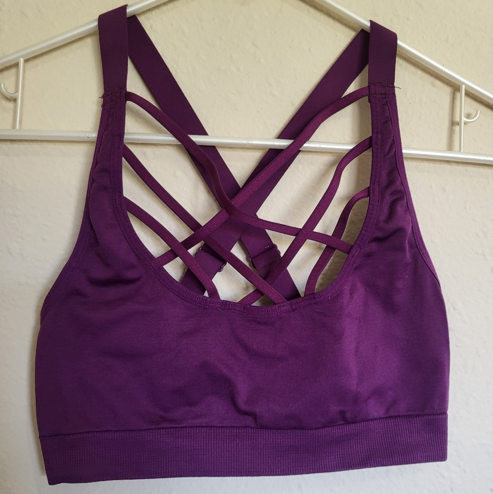 Vibrant Purple Women's Strappy Sports Bra